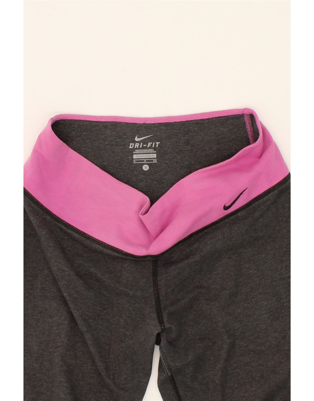 NIKE Womens Dri Fit Leggings UK 8 Small Grey Colourblock Cotton Vintage Nike and Second-Hand Nike from Messina Hembry 