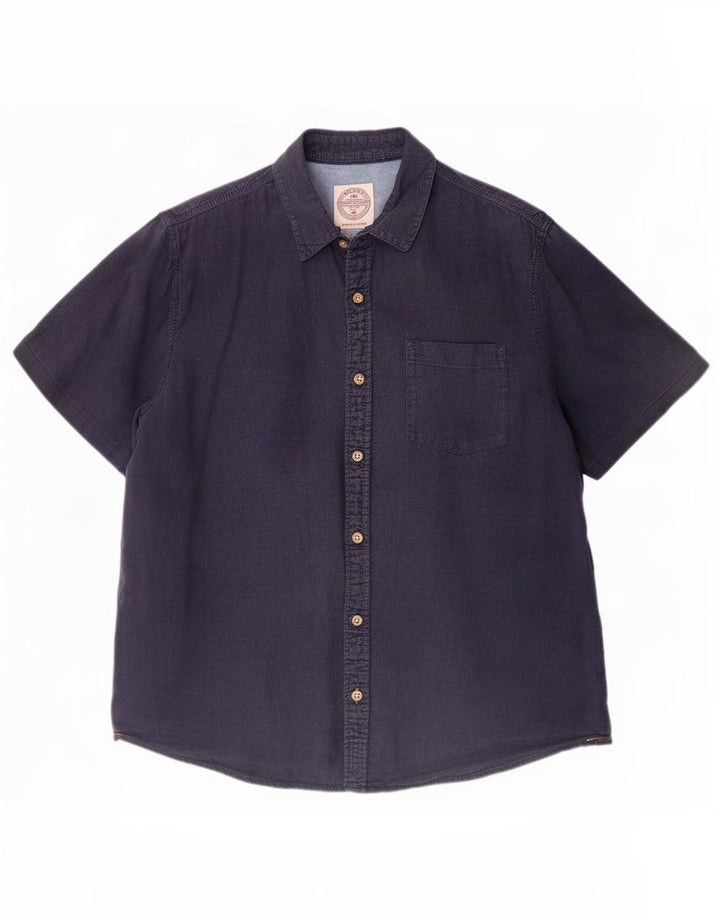 Camicia da uomo a maniche corte vestibilità regolare Fat Face XL Lino blu navy