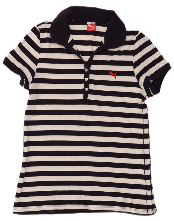 Polo da donna Puma UK 14 Large in cotone a righe blu navy