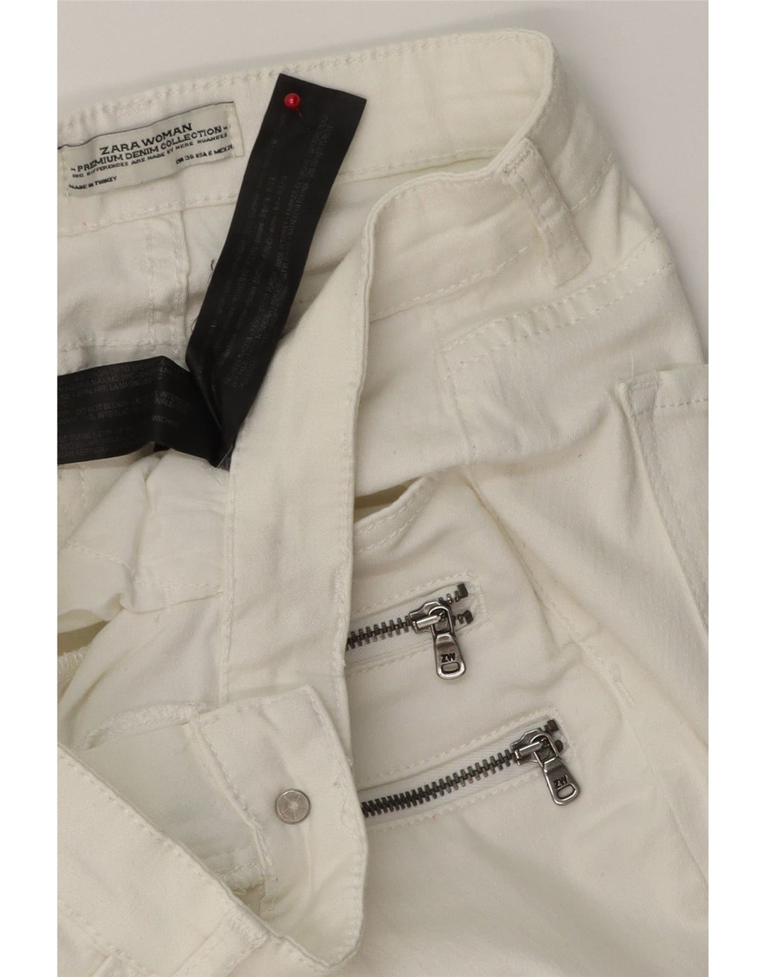 Jeans cargo slim da donna ZARA EU 38 Small W28 L27 cotone bianco