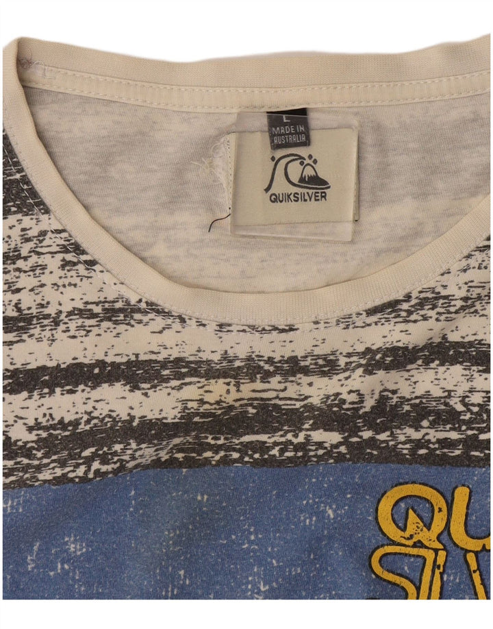 T-shirt grafica da uomo Quiksilver Top a righe grigie grandi