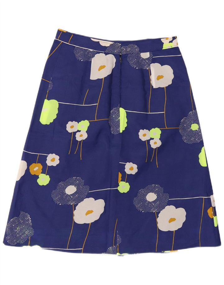 Gonna a trapezio da donna vintage W28 floreale blu medio