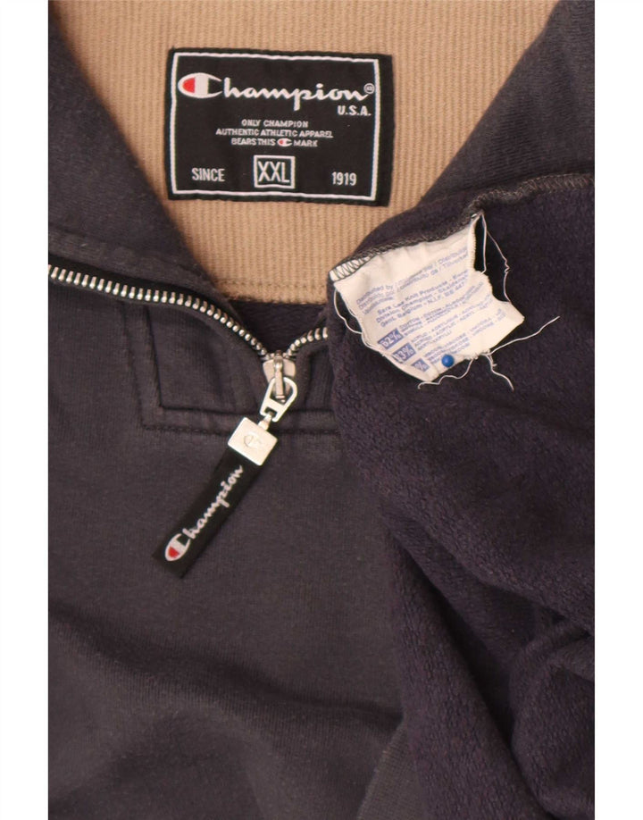 Felpa Champion da uomo con zip e collo, 2XL, cotone grigio