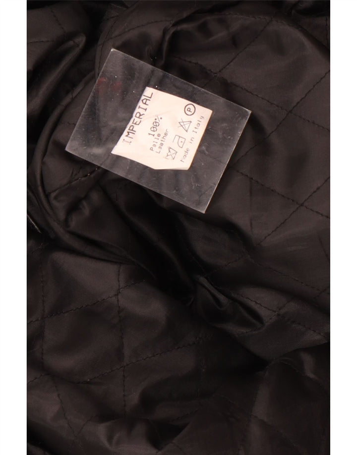 Cappotto in pelle vintage da uomo UK 40 grande in pelle nera