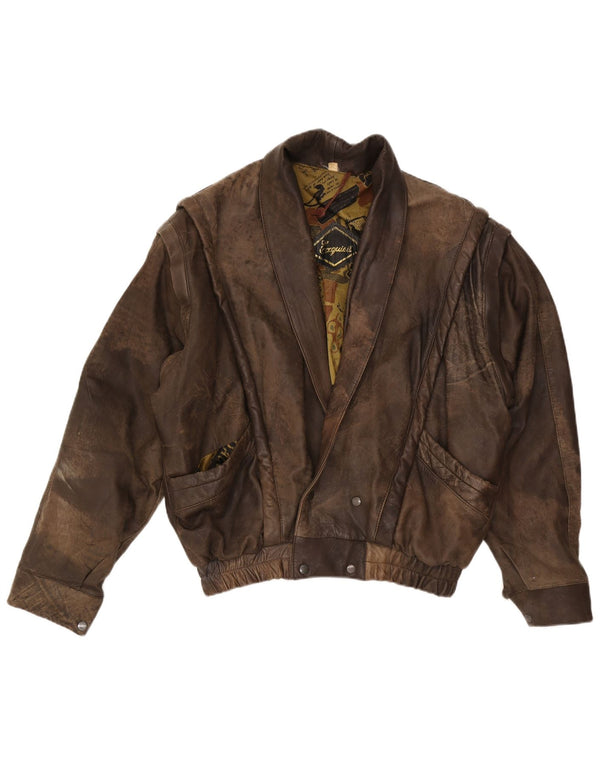 Giacca in pelle vintage da uomo UK 42 XL Marrone