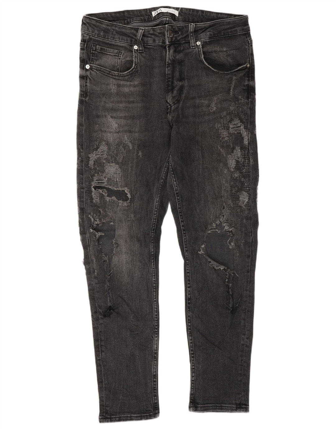 Jeans slim invecchiati ZARA da uomo EU 42 Large W32 L30 Grigio