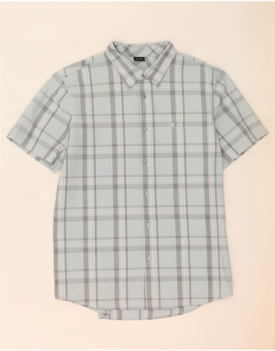 Camicia a maniche corte da uomo Oakley in cotone a quadri blu medio