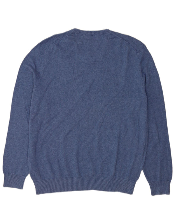 Maglione da uomo con scollo a V Nautica, grande cotone blu