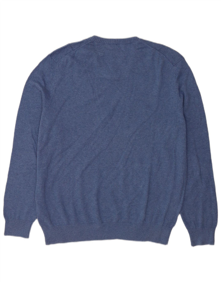 Maglione da uomo con scollo a V Nautica, grande cotone blu