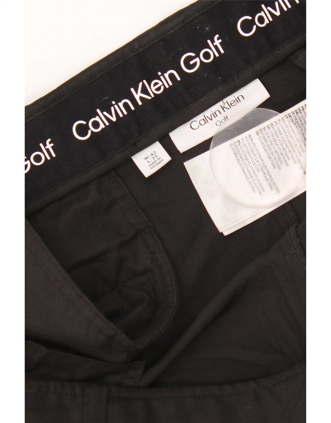 Pantaloni chino dritti da uomo Calvin Klein W42 L33 poliestere nero