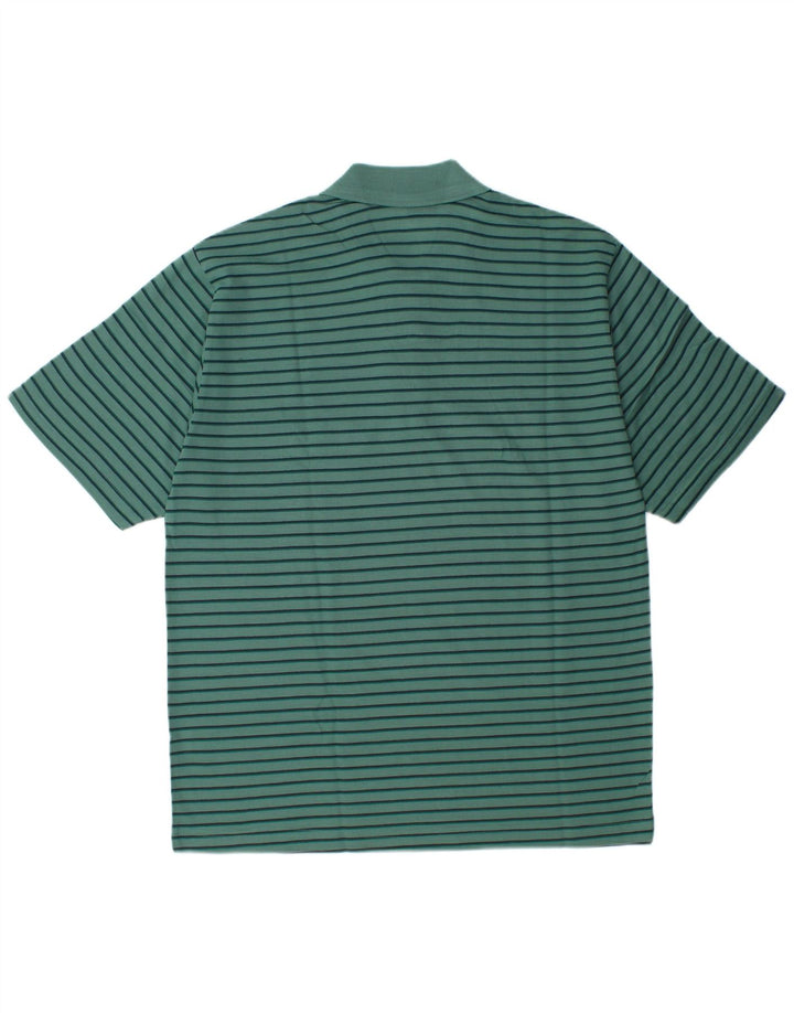 Polo vintage da uomo in cotone a righe verde medio
