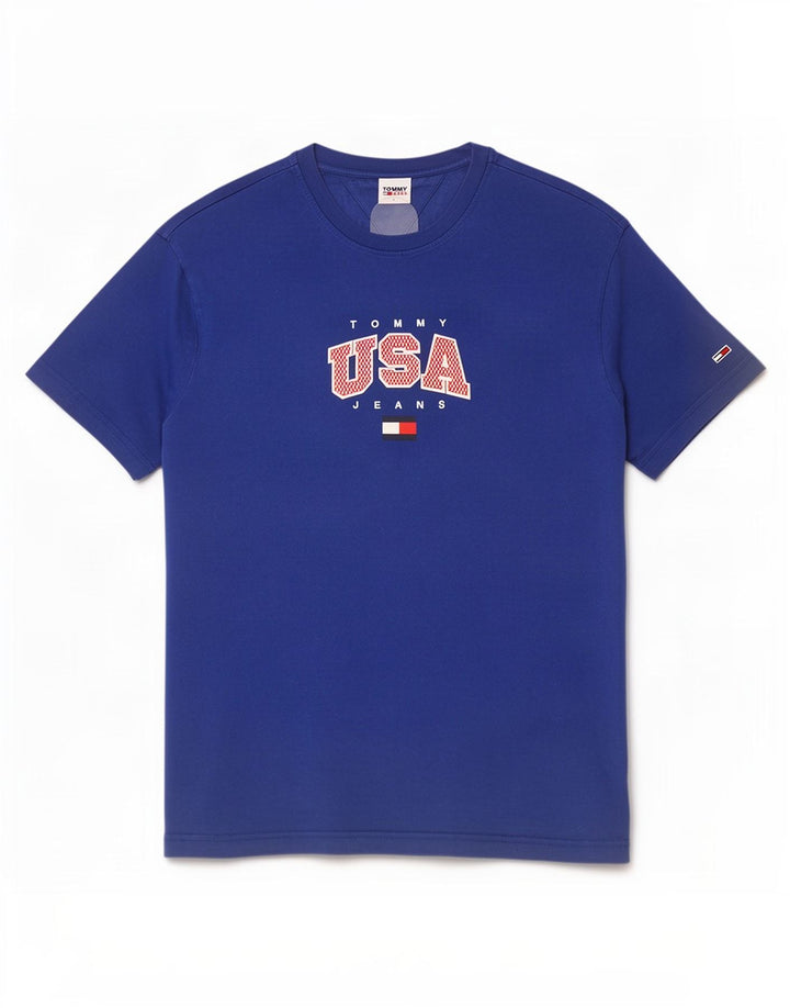 T-shirt grafica da uomo Tommy Hilfiger Top grande blu