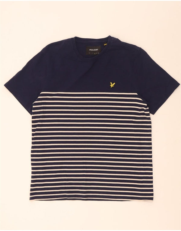 Lyle & Scott T-shirt da uomo Top grande in cotone a righe blu navy