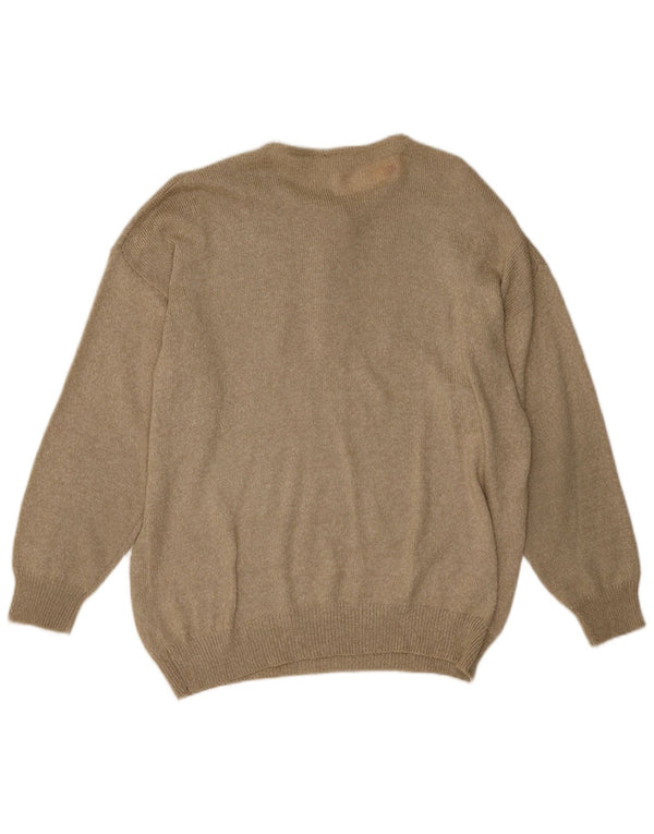 Jagro maglione da donna con collo con bottoni grafici EU 44 XL acrilico kaki