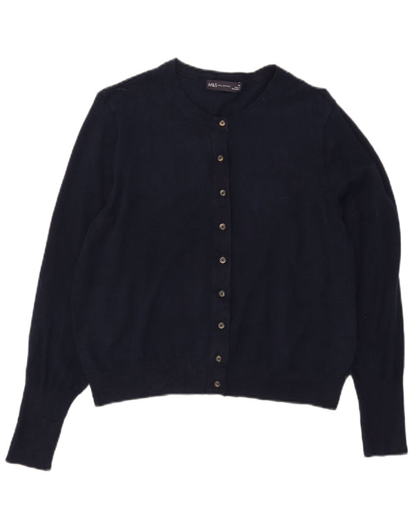 Maglione cardigan corto da donna Marks & Spencer UK 20 2XL viscosa blu navy