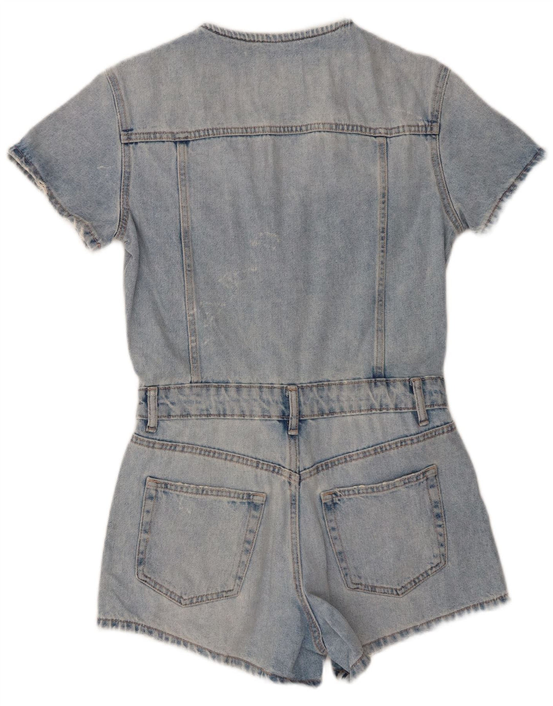 Tutina corta in denim invecchiato Zara da donna UK 10 piccola in cotone blu