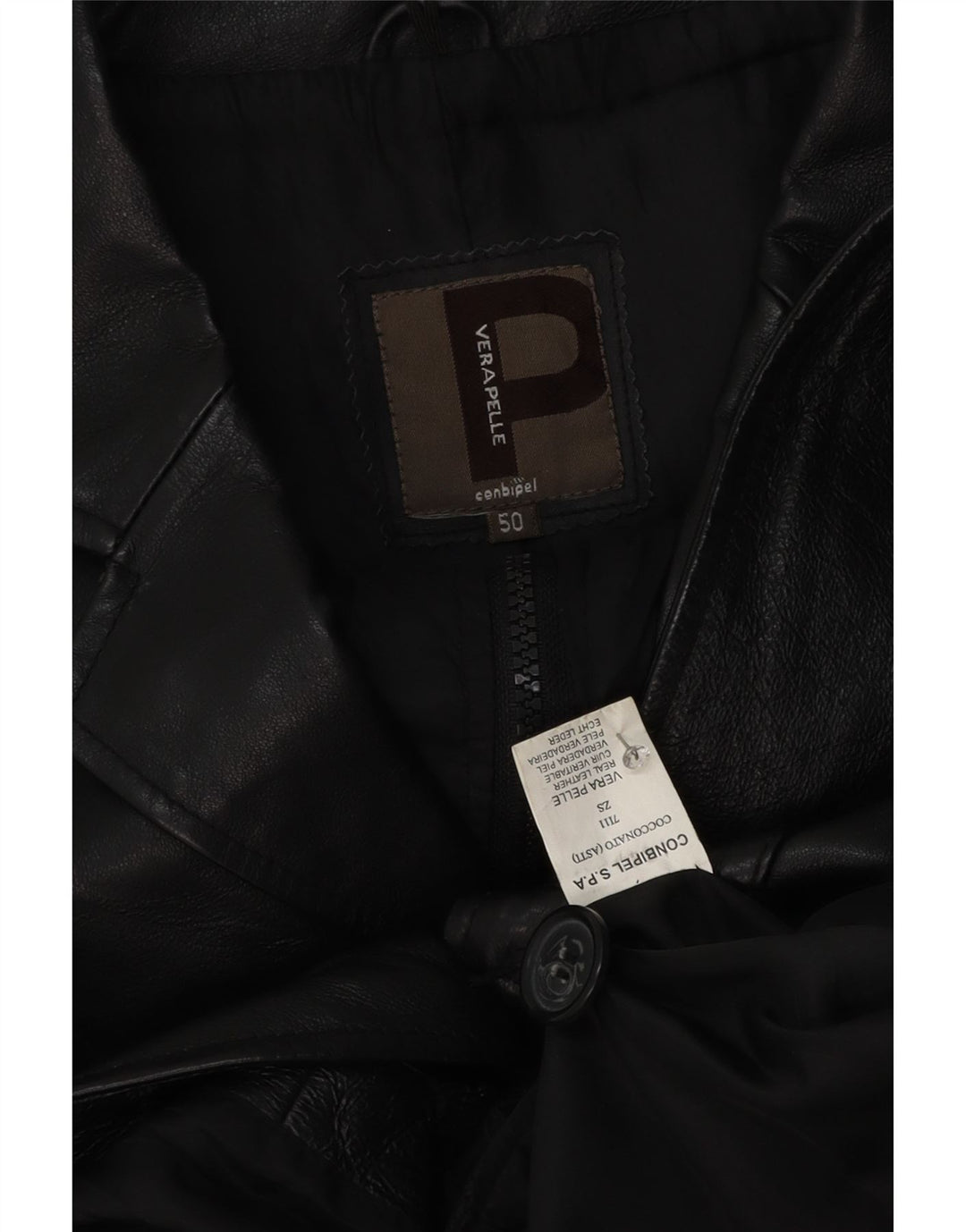 Giacca Blazer in Pelle da Uomo a 3 Bottoni Conbipel IT 50 Large in Pelle Nera