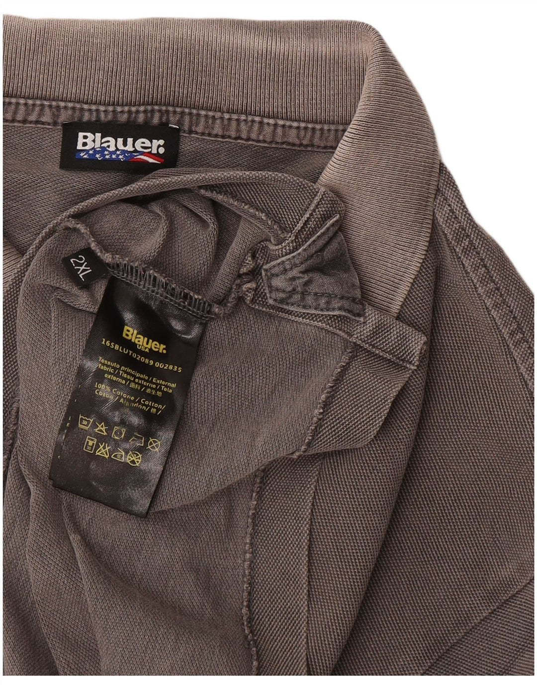 Polo Blauer da uomo vestibilità regolare 2XL in cotone grigio