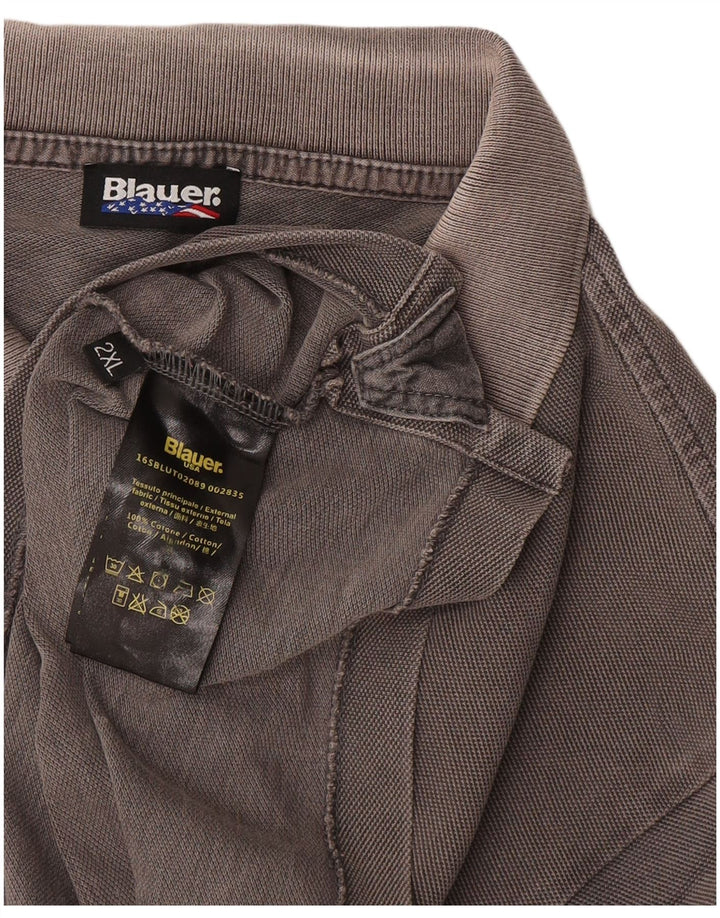 Polo Blauer da uomo vestibilità regolare 2XL in cotone grigio