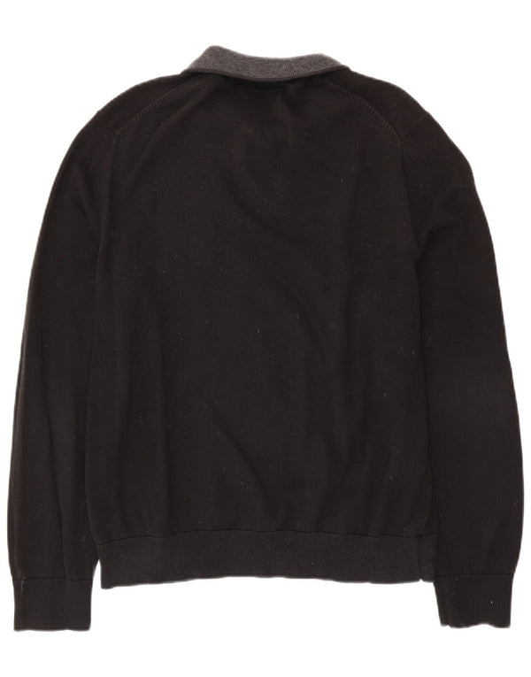 NAUTICA Maglione da uomo con zip e collo grande in cotone nero