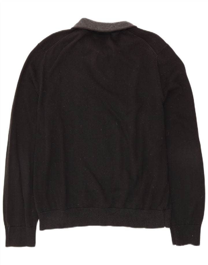 NAUTICA Maglione da uomo con zip e collo grande in cotone nero