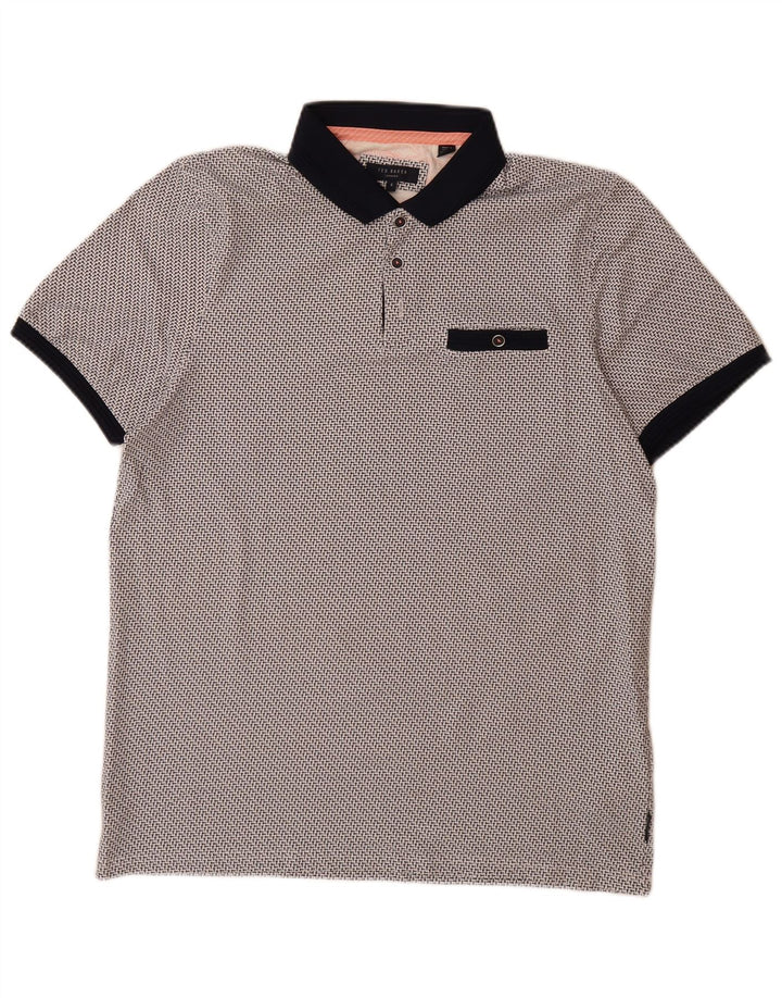 Polo da uomo Ted Baker taglia 4 grande in cotone maculato grigio