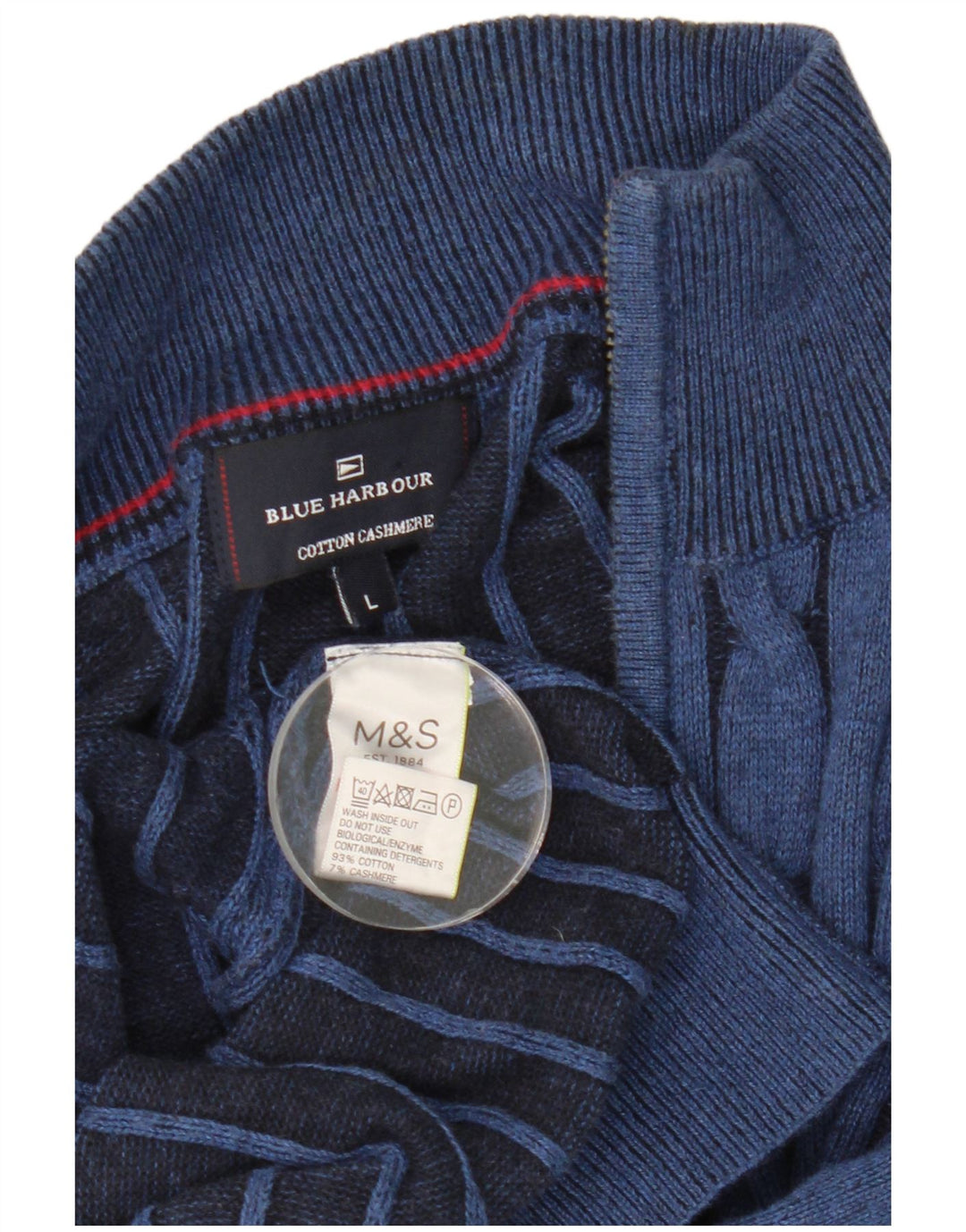 Maglione cardigan da uomo Marks & Spencer Blue Harbour, grande cotone blu