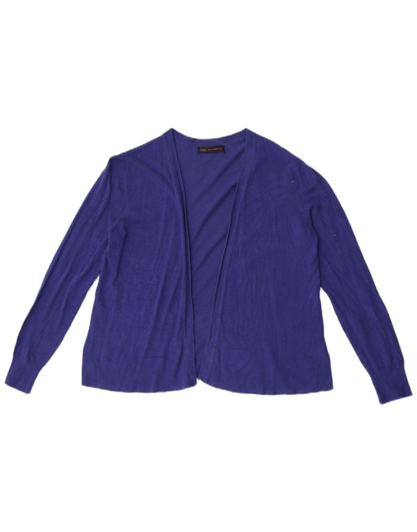 Maglione cardigan aperto da donna Marks & Spencer UK 14 grande viscosa viola
