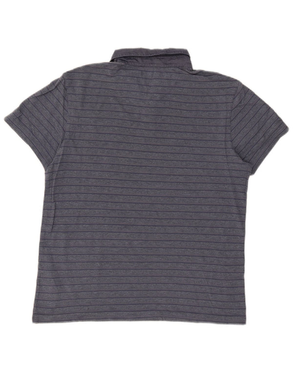 Calvin Klein Mens Body Fit Polo Shirt Medium Navy Blue Striped Cotton