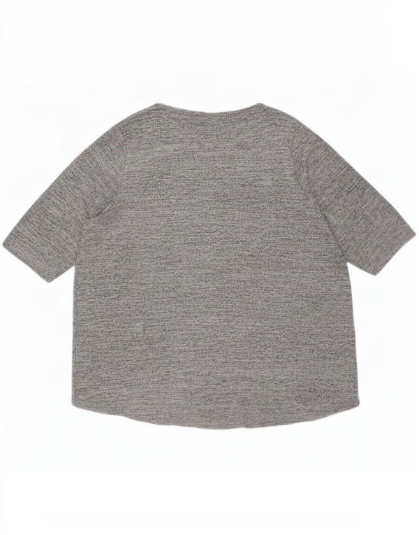 Marks & Spencer Top con grafica autografa da donna manica 3/4 UK 26 5XL Grigio
