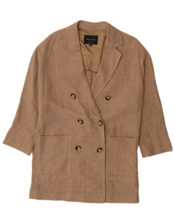 Massimo Dutti Cappotto doppiopetto da uomo con maniche a 3/4 UK 36 Piccolo quadretto marrone