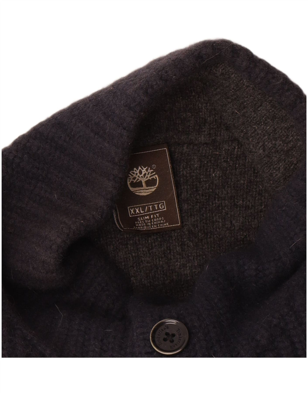 Timberland Maglione da uomo con collo a bottoni 2XL Lana d'agnello blu navy