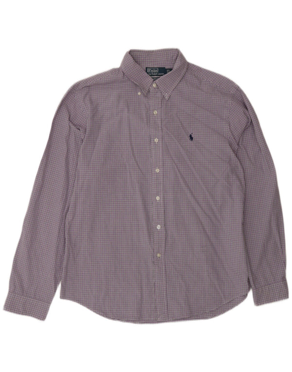 Polo Ralph Lauren Camicia slim fit da uomo taglia 17 1/2 44 XL Cotone a quadri viola