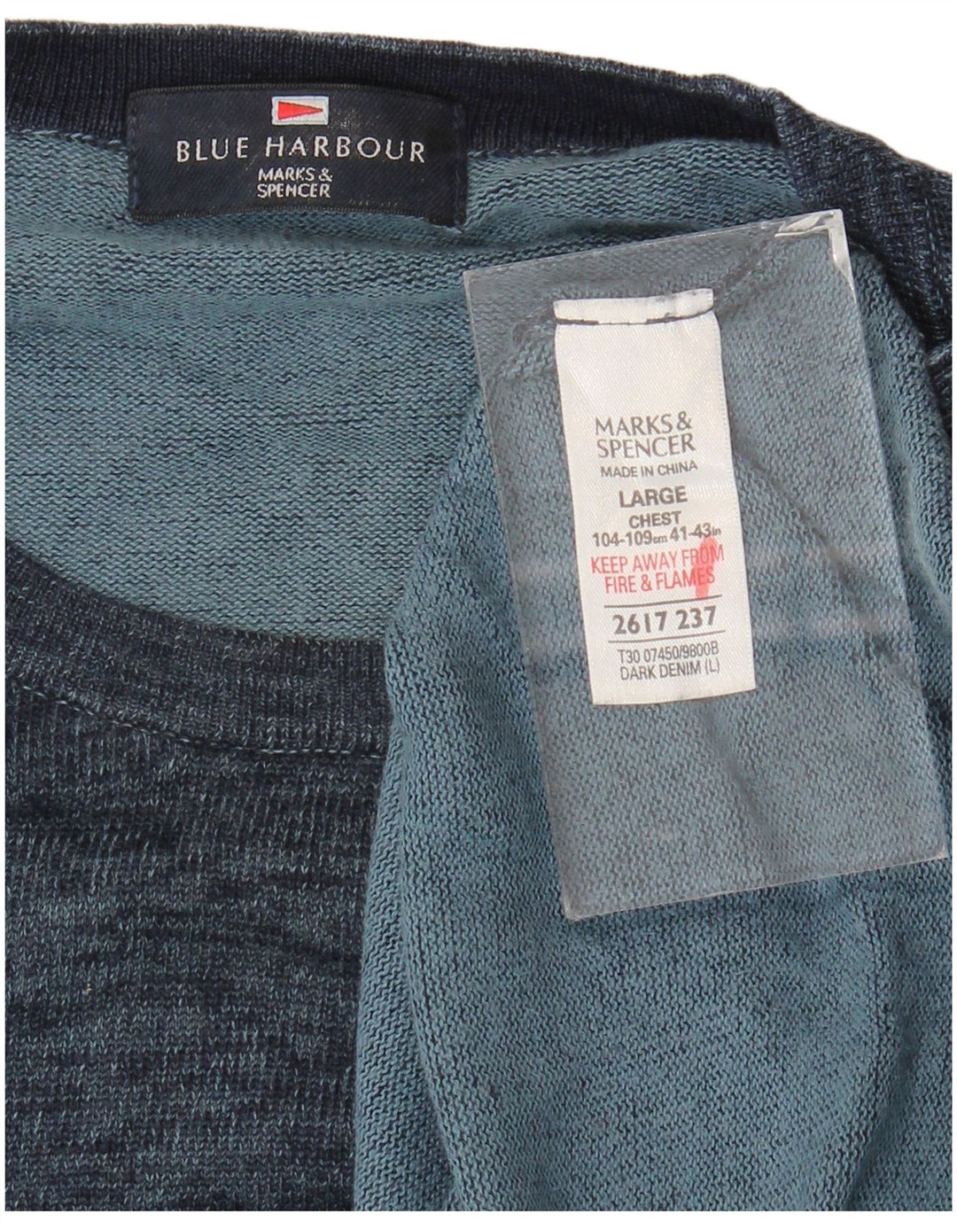 Maglione maglione girocollo da uomo Marks & Spencer blu Harbour grande blu navy