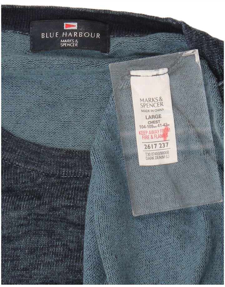 Maglione maglione girocollo da uomo Marks & Spencer blu Harbour grande blu navy