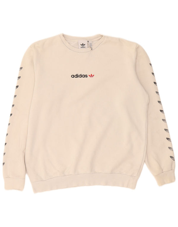 Felpa grafica da uomo Adidas Felpa in cotone beige medio