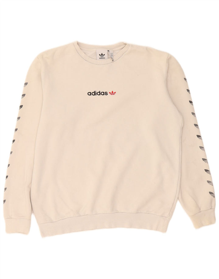 Felpa grafica da uomo Adidas Felpa in cotone beige medio