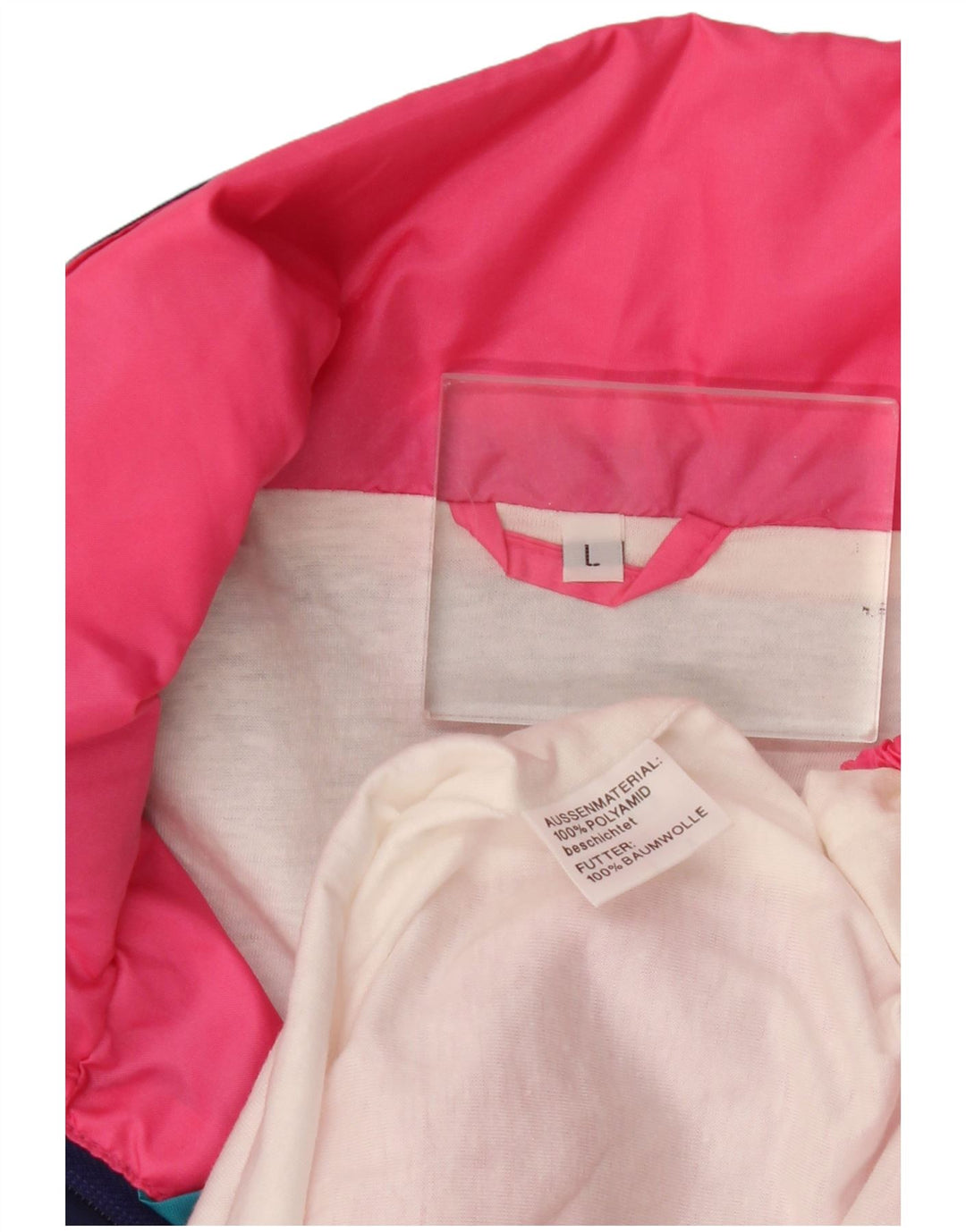 Giacca anorak vintage da uomo UK 40 Large in poliammide color block rosa