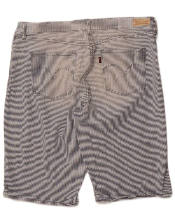 Pantaloncini casual a vita alta da donna Levi's US 14 XL W36 cotone gessato blu