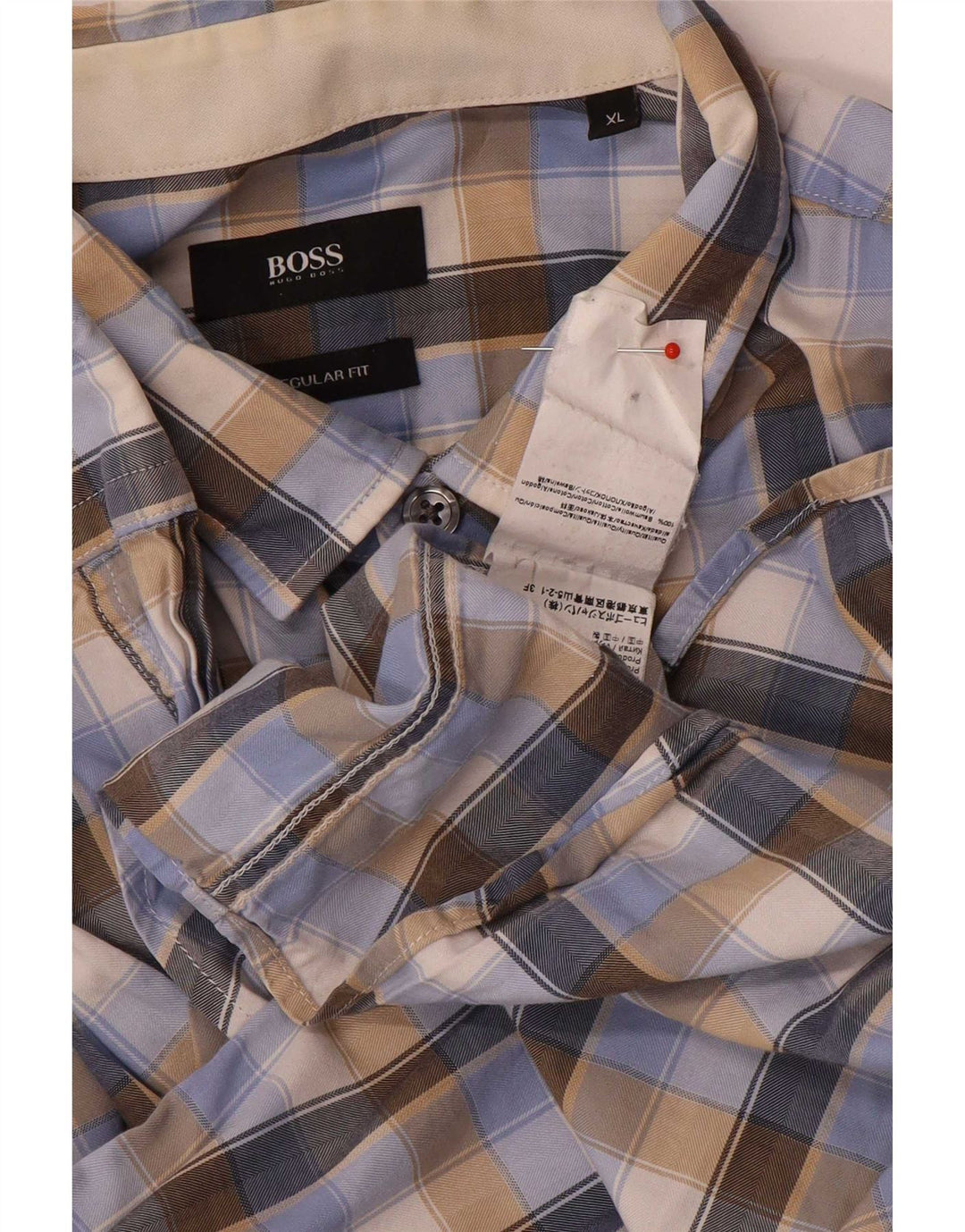Camicia Hugo Boss da uomo vestibilità regolare XL in cotone a quadri multicolore