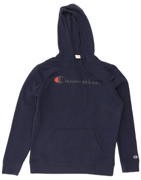 Maglione con cappuccio grafico da uomo Champion piccolo in cotone blu navy