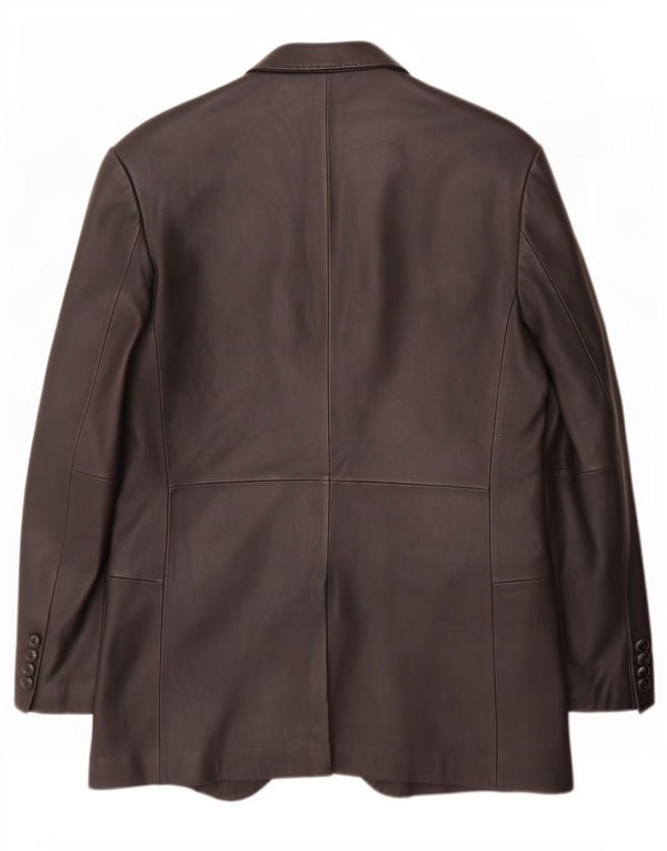 Giacca blazer in pelle da uomo a 3 bottoni Ben Sherman UK 40 grande nera