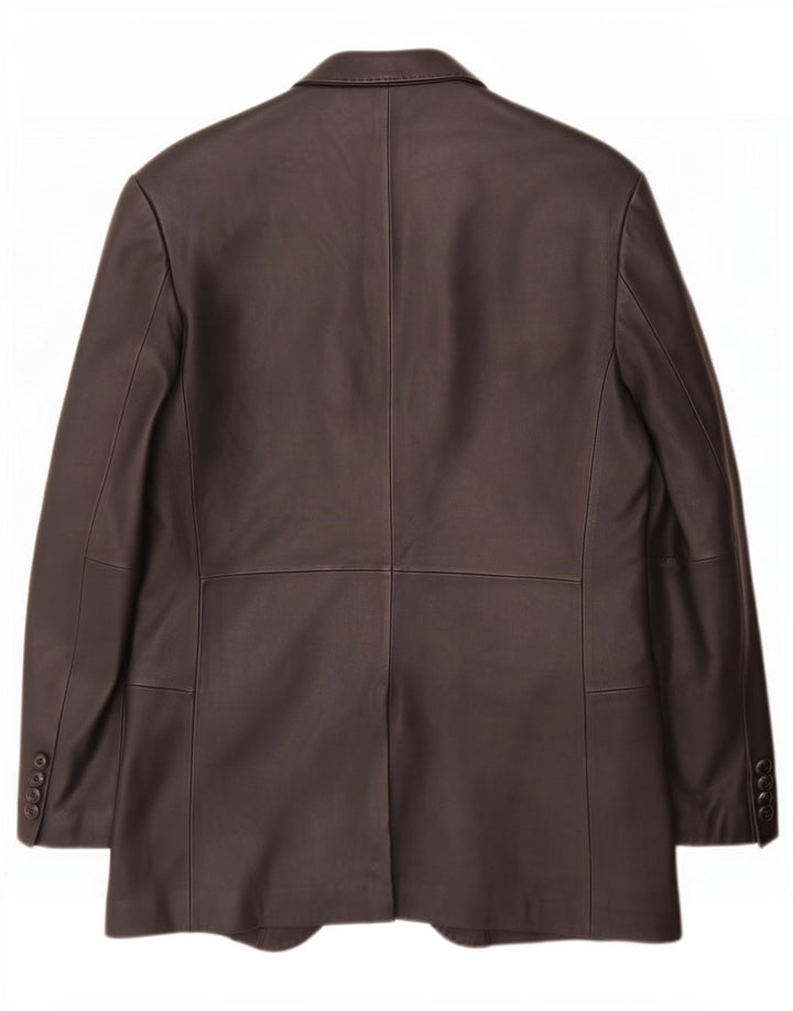 Giacca blazer in pelle da uomo a 3 bottoni Ben Sherman UK 40 grande nera