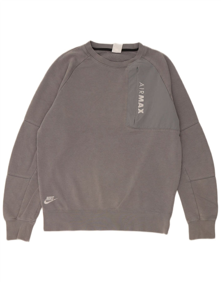Felpa grafica da uomo Nike Felpa in cotone grigio medio
