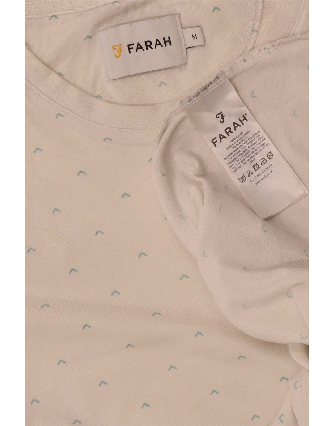 T-shirt da uomo con motivo astratto Farah Top in cotone bianco medio