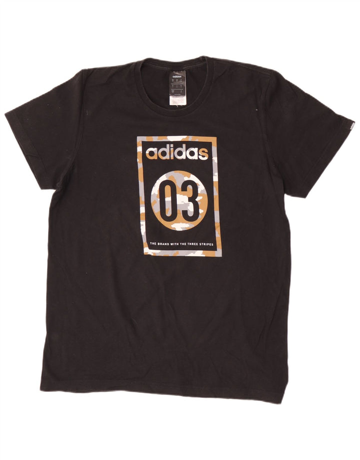 T-shirt grafica da uomo Adidas Top in cotone nero medio