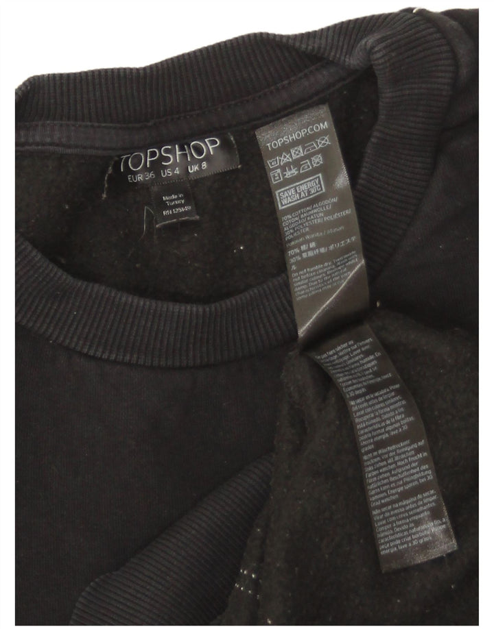 Topshop Felpa oversize da donna Maglione UK 8 Piccolo cotone nero