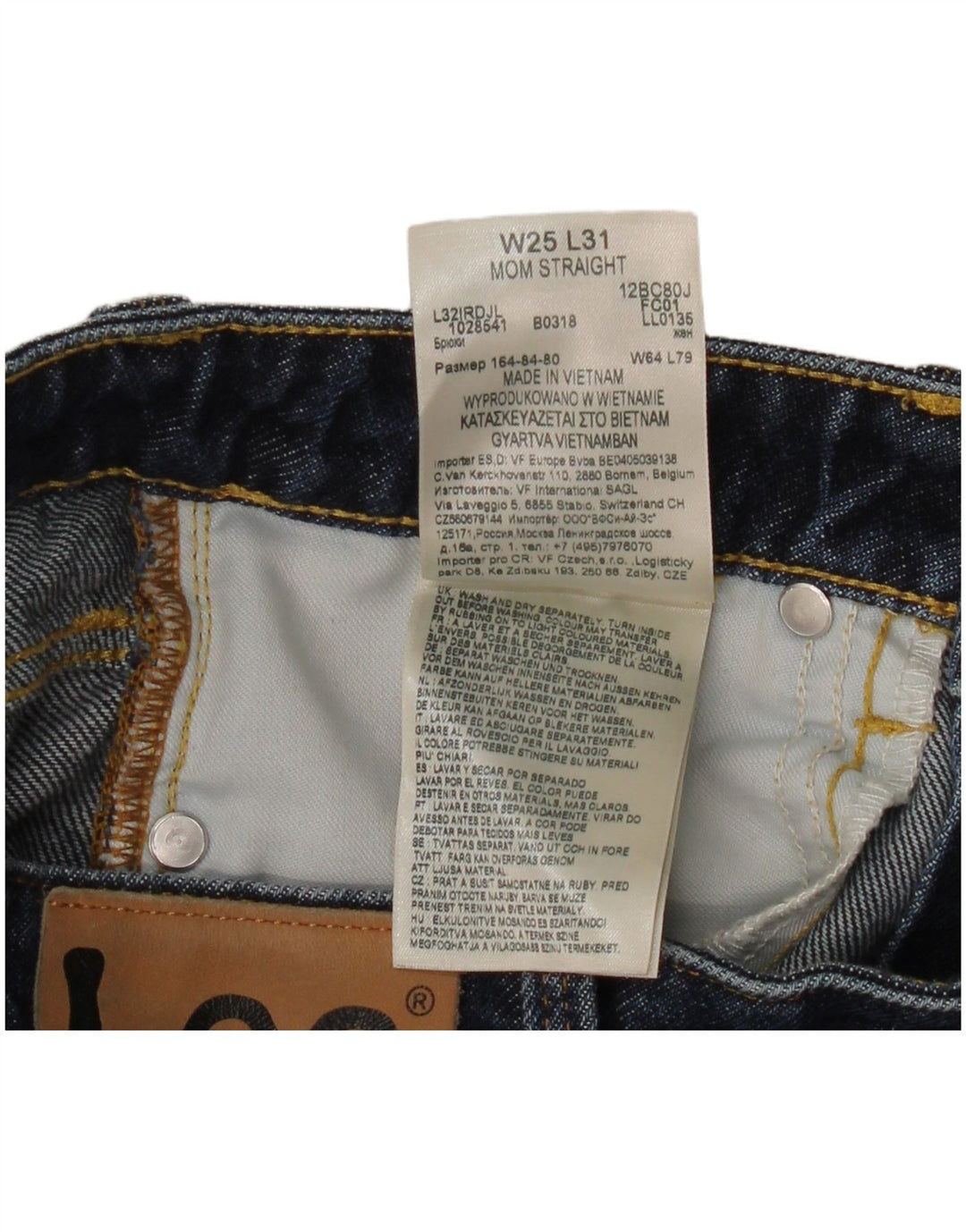 Jeans dritti Lee da donna Mom W25 L27 cotone blu navy