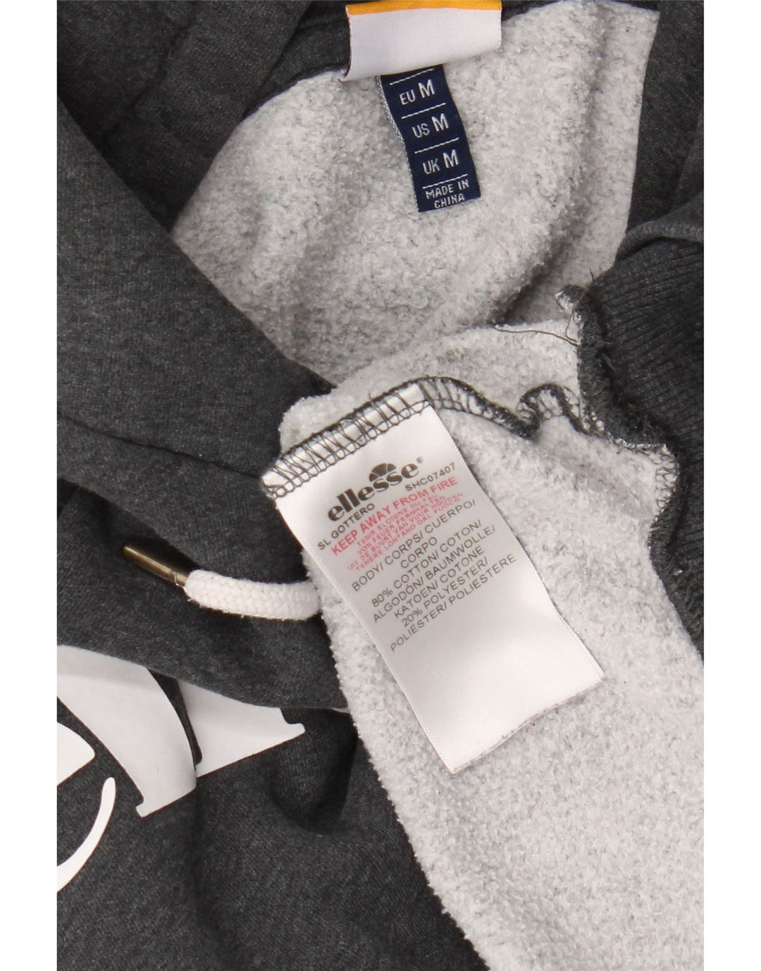 Maglione con cappuccio grafico da uomo Ellesse in cotone grigio medio