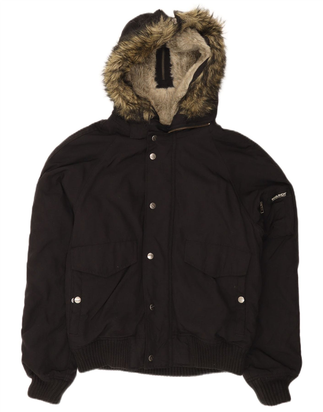 Giubbotto bomber con cappuccio da uomo WOOLRICH UK 38 nylon nero medio